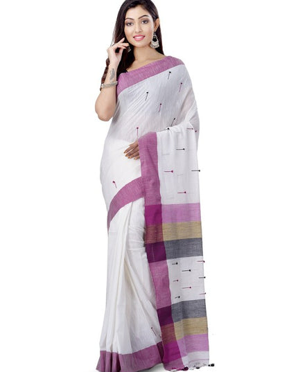 DESH BIDESH Striped Pure Cotton Handloom Taant Saree