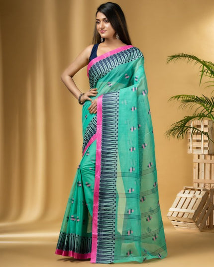 DESH BIDESH Ethnic Motifs Woven Design Pure Cotton Taant Saree