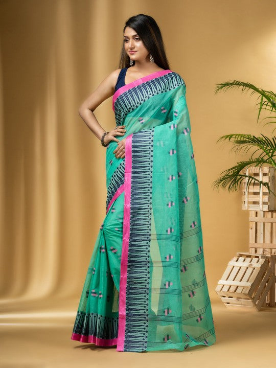 DESH BIDESH Ethnic Motifs Woven Design Pure Cotton Taant Saree