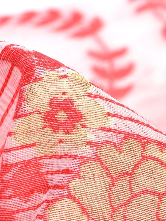 Exquisite Red & White Woven Design Jamdani Saree with Elegant Floral Patterns