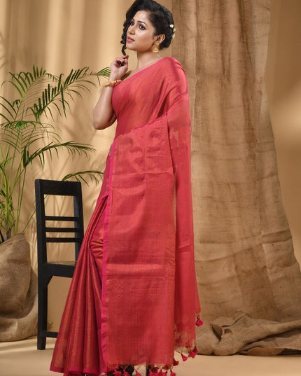 DESH BIDESH Tasseled Taant Saree