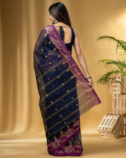 DESH BIDESH Ethnic Motifs Woven Design Pure Cotton Taant Saree