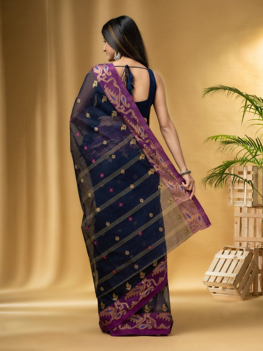 DESH BIDESH Ethnic Motifs Woven Design Pure Cotton Taant Saree