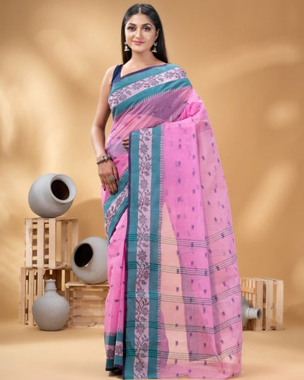 DESH BIDESH Ethnic Motifs Woven Design Pure Cotton Taant Saree