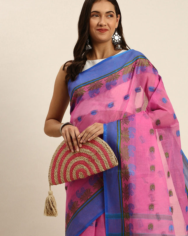 DESH BIDESH Woven Design Pure Cotton Taant Saree