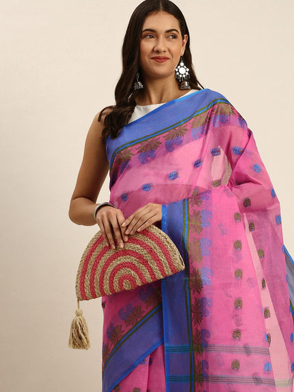 DESH BIDESH Woven Design Pure Cotton Taant Saree