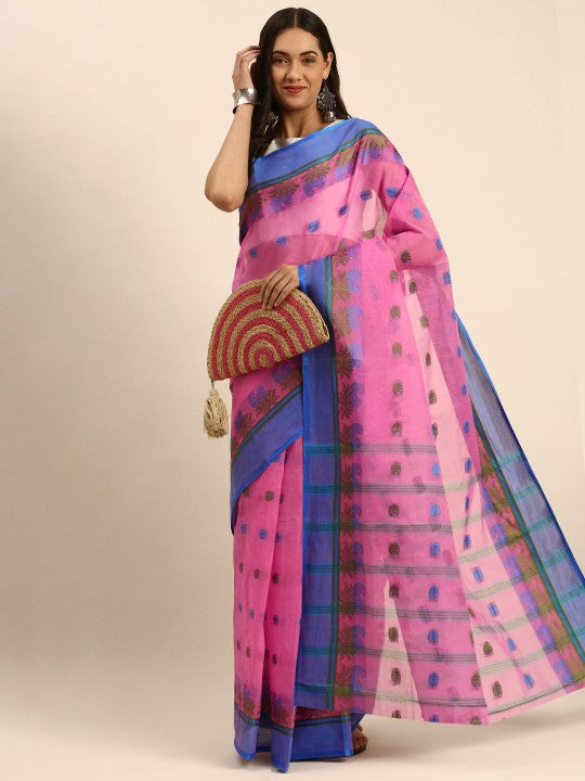 DESH BIDESH Woven Design Pure Cotton Taant Saree