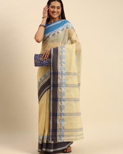 DESH BIDESH Woven Design Pure Cotton Taant Saree