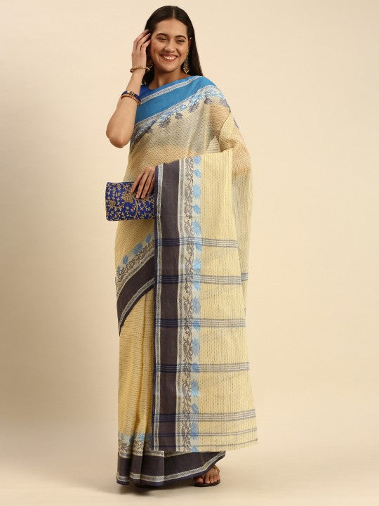 DESH BIDESH Woven Design Pure Cotton Taant Saree