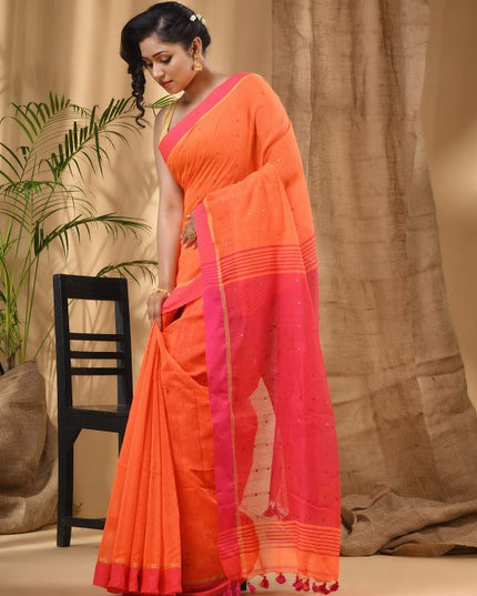 DESH BIDESH Embellished Sequinned Taant Saree