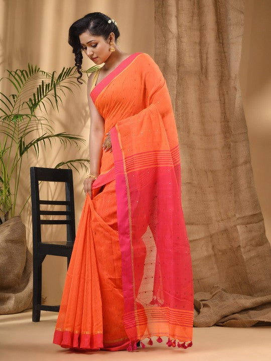 DESH BIDESH Embellished Sequinned Taant Saree