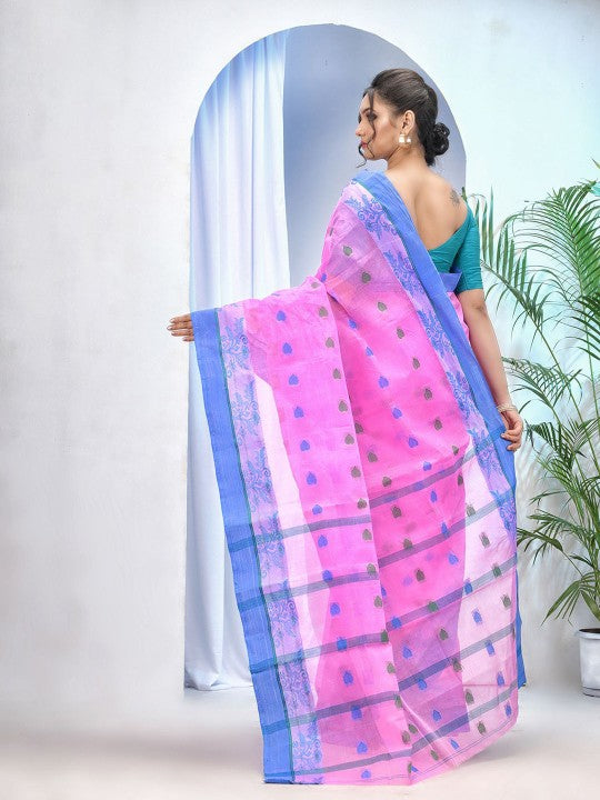 Desh Bidesh Pure Cotton Woven Design Handloom Taant Saree