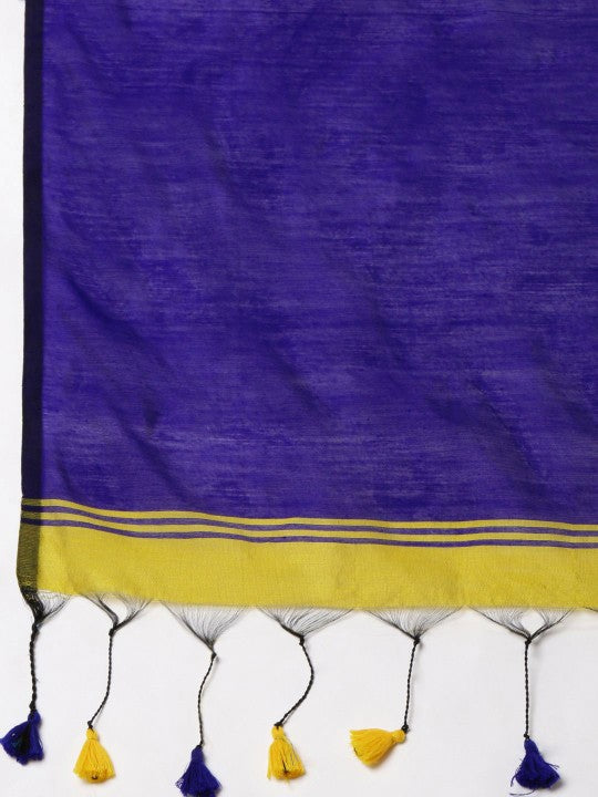 DESH BIDESH Elegant Colourblocked Silk Cotton Saree with Unstitched Blouse Piece