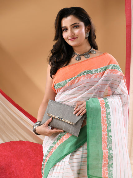 Women Tant cotton saree for woman party, wear sarees cotton georgette handloom wedding new chiffon collection sarees for women latest, Chitralekha design (Tri Color)