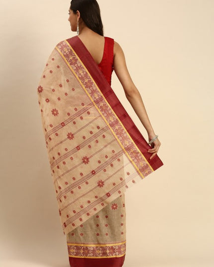 DESH BIDESH Woven Design Pure Cotton Taant Saree