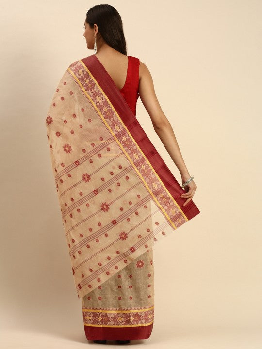 DESH BIDESH Woven Design Pure Cotton Taant Saree