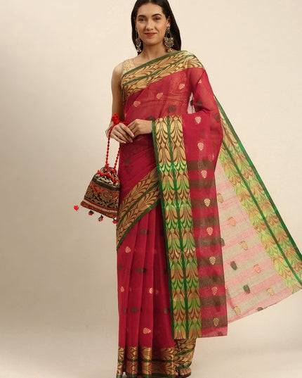 DESH BIDESH Woven Design Pure Cotton Taant Saree