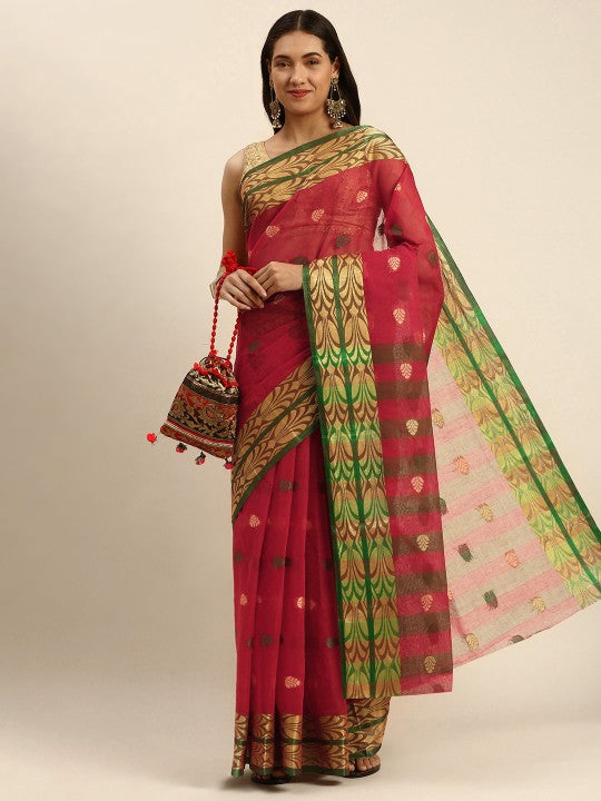 DESH BIDESH Woven Design Pure Cotton Taant Saree