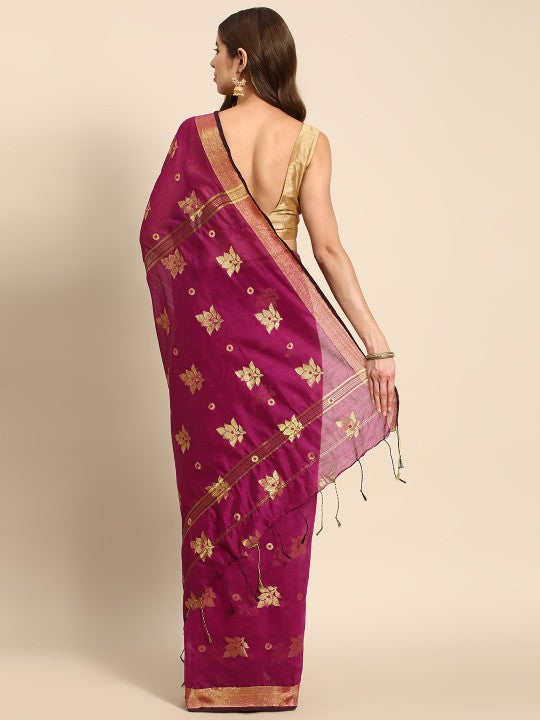 DESH BIDESH Ethnic Motifs Zari Taant Saree