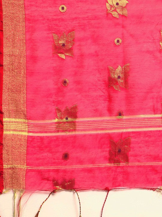 DESH BIDESH Floral Zari Taant Saree