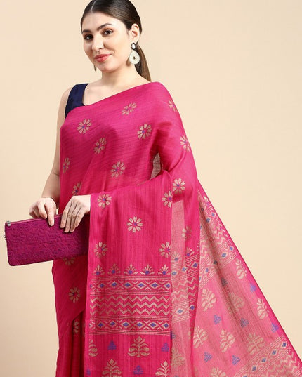 DESH BIDESH Woven Design Floral Pure Cotton Khadi Saree