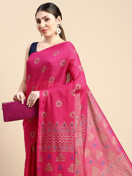 DESH BIDESH Woven Design Floral Pure Cotton Khadi Saree