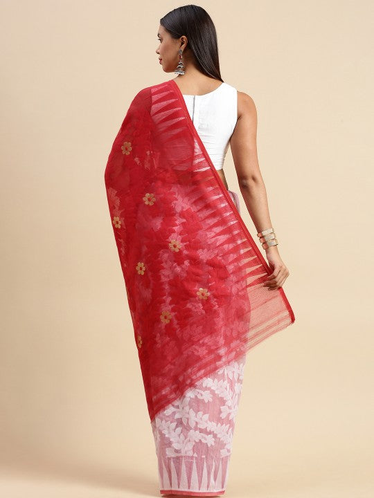 DESH BIDESH Floral Pure Cotton Taant Saree