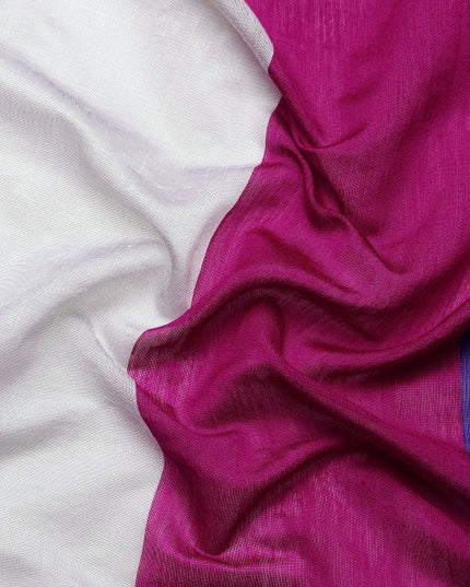 DESH BIDESH Pink & Silver Striped Ghicha Cotton Silk Saree with Unstitched Blouse