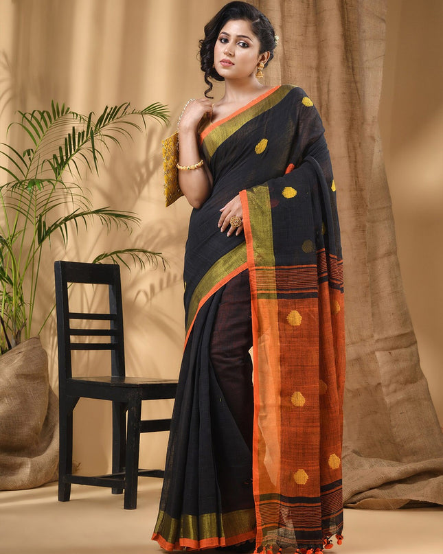 DESH BIDESH Geometric Woven Design Pure Cotton Saree