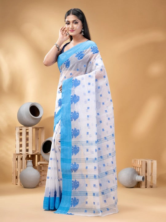 Ethnic Motifs Woven Design Pure Cotton Taant Saree