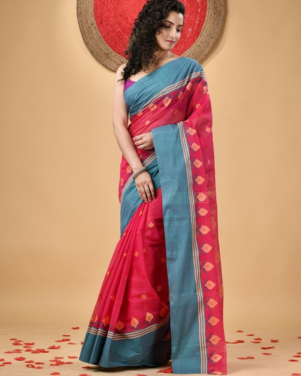 DESH BIDESH Ethnic Motifs Woven Design Pure Cotton Taant Saree