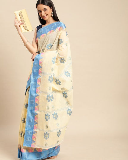 DESH BIDESH Ethnic Motifs Pure Cotton Taant Saree