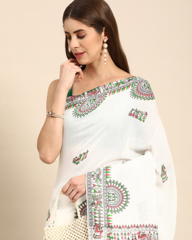 DESH BIDESH Warli Pure Cotton Taant Saree