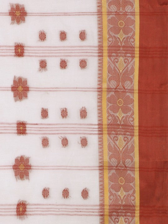 DESH BIDESH Woven Design Pure Cotton Taant Saree for Women