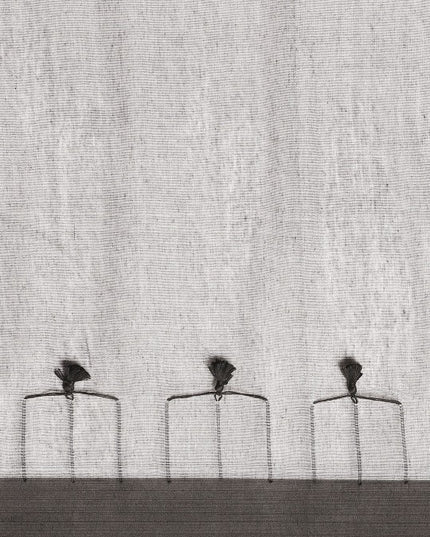 DESH BIDESH Black & Grey Woven Design Pure Cotton Taant Saree