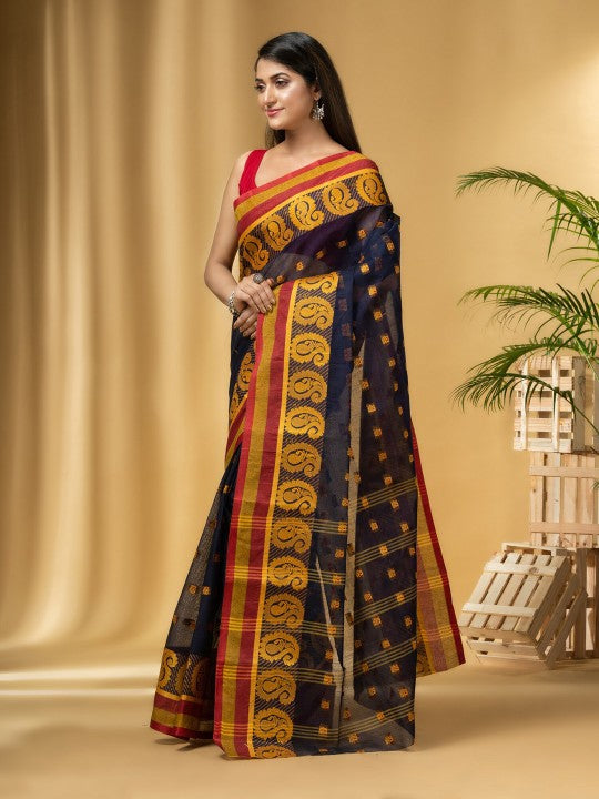 Ethnic Motifs Woven Design Pure Cotton Taant Saree