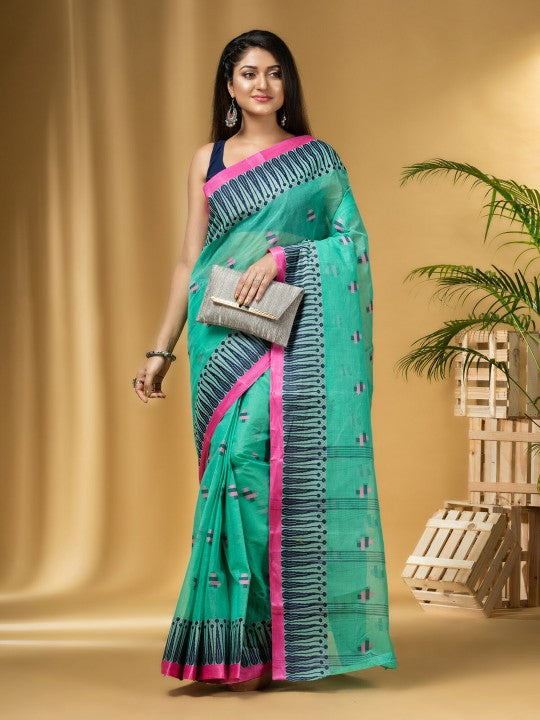 DESH BIDESH Ethnic Motifs Woven Design Pure Cotton Taant Saree