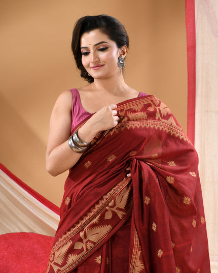 Women cotton silk tant handloom saree mysore party, wear sarees latest, design wedding, ready wear georgette chiffon saree soft silk cotton Taarini design sarees for women (Red)