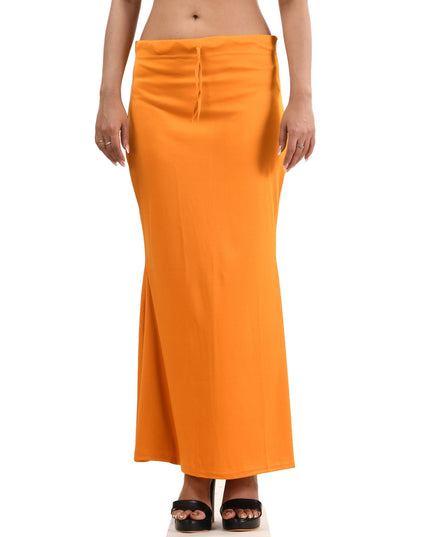 Fish Cut Stretchable Saree Shapewear Petticoat for Women (Orange)