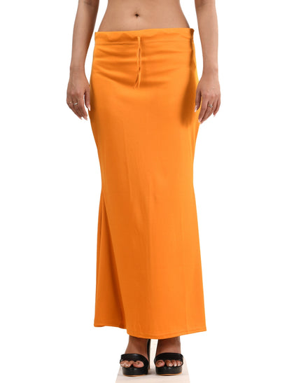 Fish Cut Stretchable Saree Shapewear Petticoat for Women (Orange)