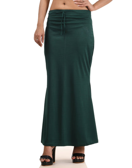 Fish Cut Stretchable Saree Shapewear Petticoat for Women (Dark Teal)