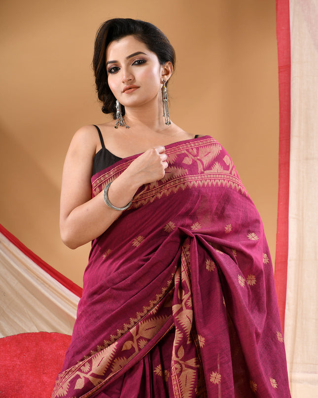 Women cotton silk tant handloom saree mysore party, wear sarees latest, design wedding, ready wear georgette chiffon saree soft silk cotton Taarini design sarees for women (Pink)