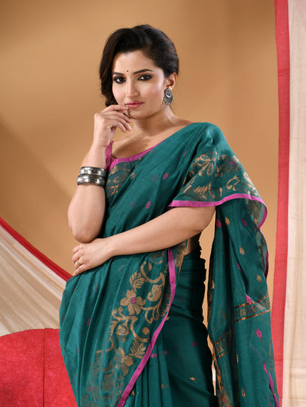 Women cotton silk tant handloom saree mysore party, wear sarees latest, design wedding, banarasi design georgette saree soft silk cotton MidNight Zari sarees for women (Tute)