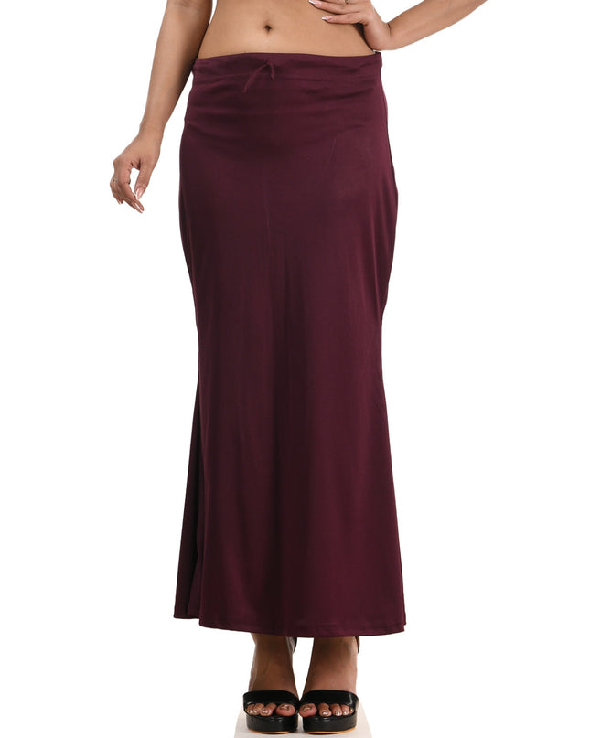 Fish Cut Stretchable Saree Shapewear Petticoat for Women (Dark Maroon)