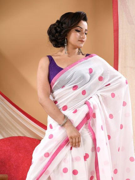 Women cotton silk tant handloom saree mysore party wear sarees latest design wedding handloom  sarees for women latest (Pink)