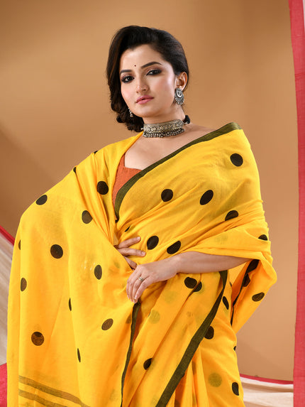 Women cotton handloom mulmul cotton sarees mul cotton sarees for women latest, Nazakat design batik print bandhani malmal linen office daily, party, wear sarees for women (Yellow Black)