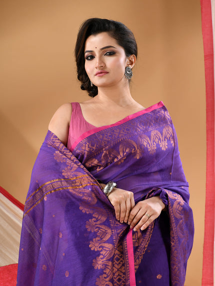 Women cotton silk tant handloom saree mysore party, wear sarees latest, design wedding, kanjivaram georgette chiffon saree soft silk cotton Senzia design sarees for women (Lavender)