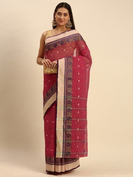 DESH BIDESH Woven Design Pure Cotton Taant Saree