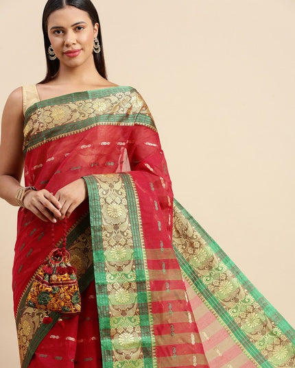 DESH BIDESH Woven Design Pure Cotton Taant Saree