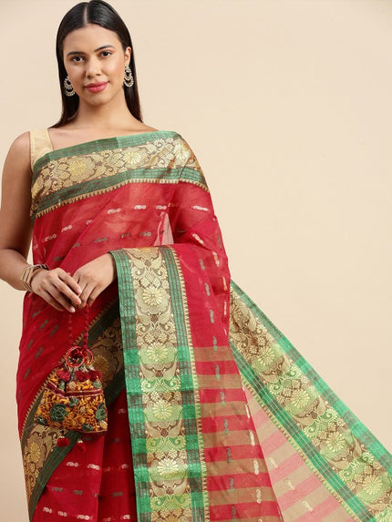 DESH BIDESH Woven Design Pure Cotton Taant Saree